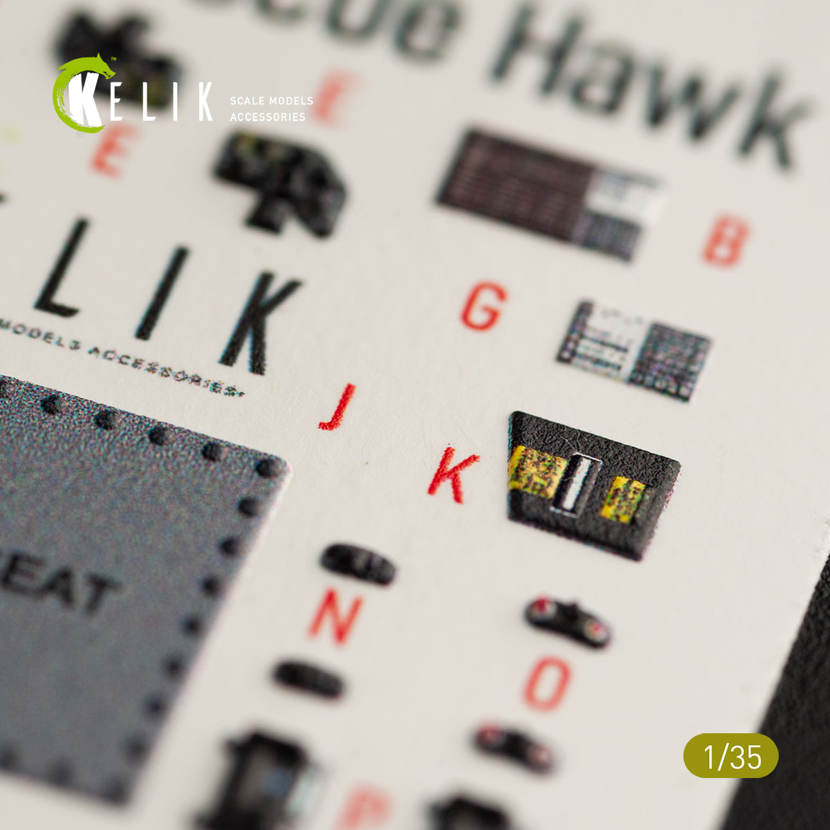 3D Decals Interior Helicopters HH-60H Rescue Hawk (for Kitty Hawk / Zimimodel plastic model kit) Scale 1:35 KeliK K35016 USA