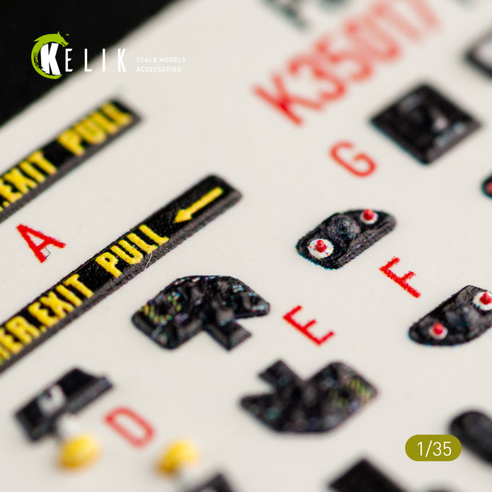 3D Decals Interior Helicopters HH-60G Pave Hawk (for Kitty Hawk / Zimimodel plastic model kit) Scale 1:35 KeliK K35017 USA