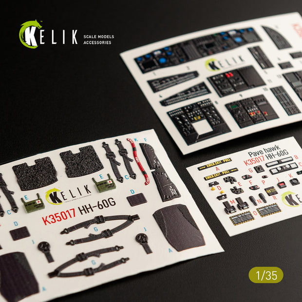 3D Decals Interior Helicopters HH-60G Pave Hawk (for Kitty Hawk / Zimimodel plastic model kit) Scale 1:35 KeliK K35017 USA
