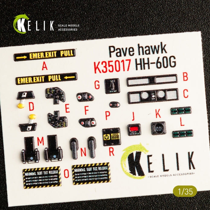 3D Decals Interior Helicopters HH-60G Pave Hawk (for Kitty Hawk / Zimimodel plastic model kit) Scale 1:35 KeliK K35017 USA