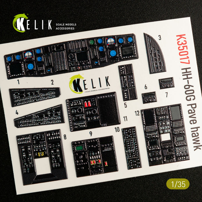 3D Decals Interior Helicopters HH-60G Pave Hawk (for Kitty Hawk / Zimimodel plastic model kit) Scale 1:35 KeliK K35017 USA