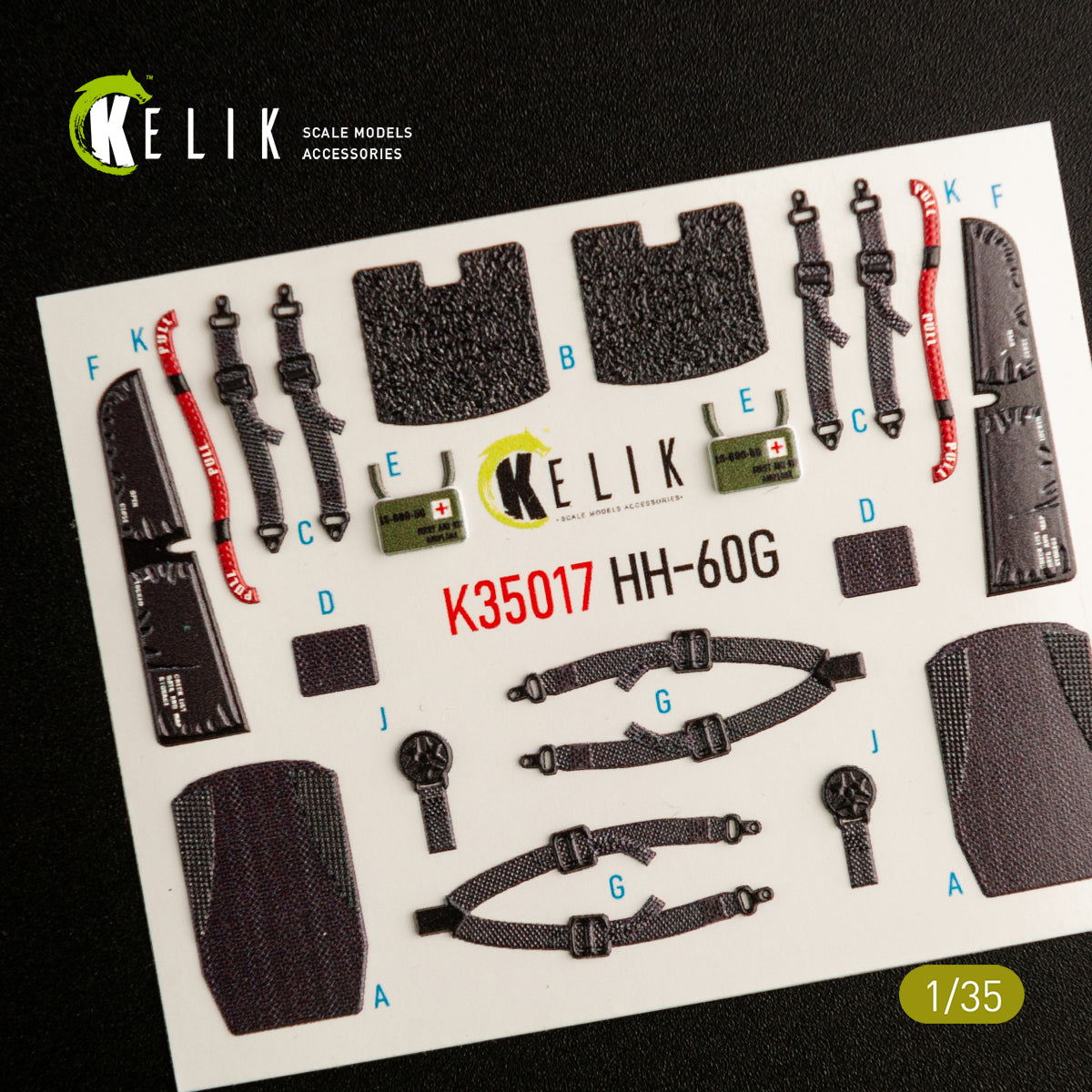 3D Decals Interior Helicopters HH-60G Pave Hawk (for Kitty Hawk / Zimimodel plastic model kit) Scale 1:35 KeliK K35017 USA