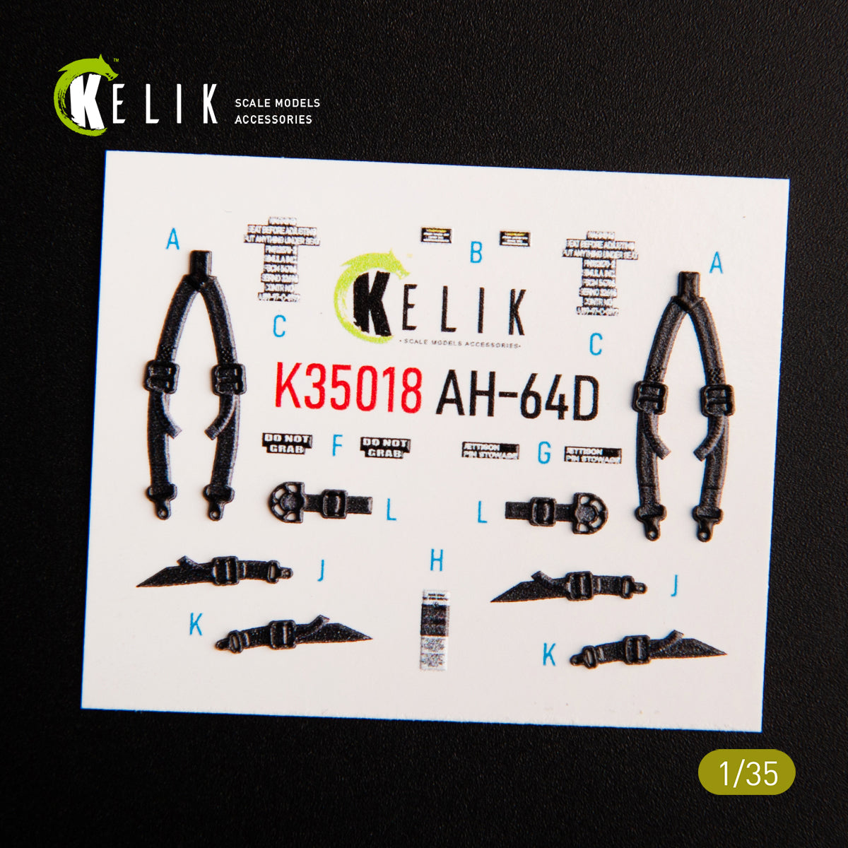 3D Decals Interior Helicopters AH-64D Apache (for Takom plastic model kit) KeliK K35018 Scale 1:35 USA