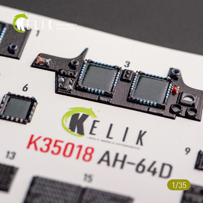 3D Decals Interior Helicopters AH-64D Apache (for Takom plastic model kit) KeliK K35018 Scale 1:35 USA