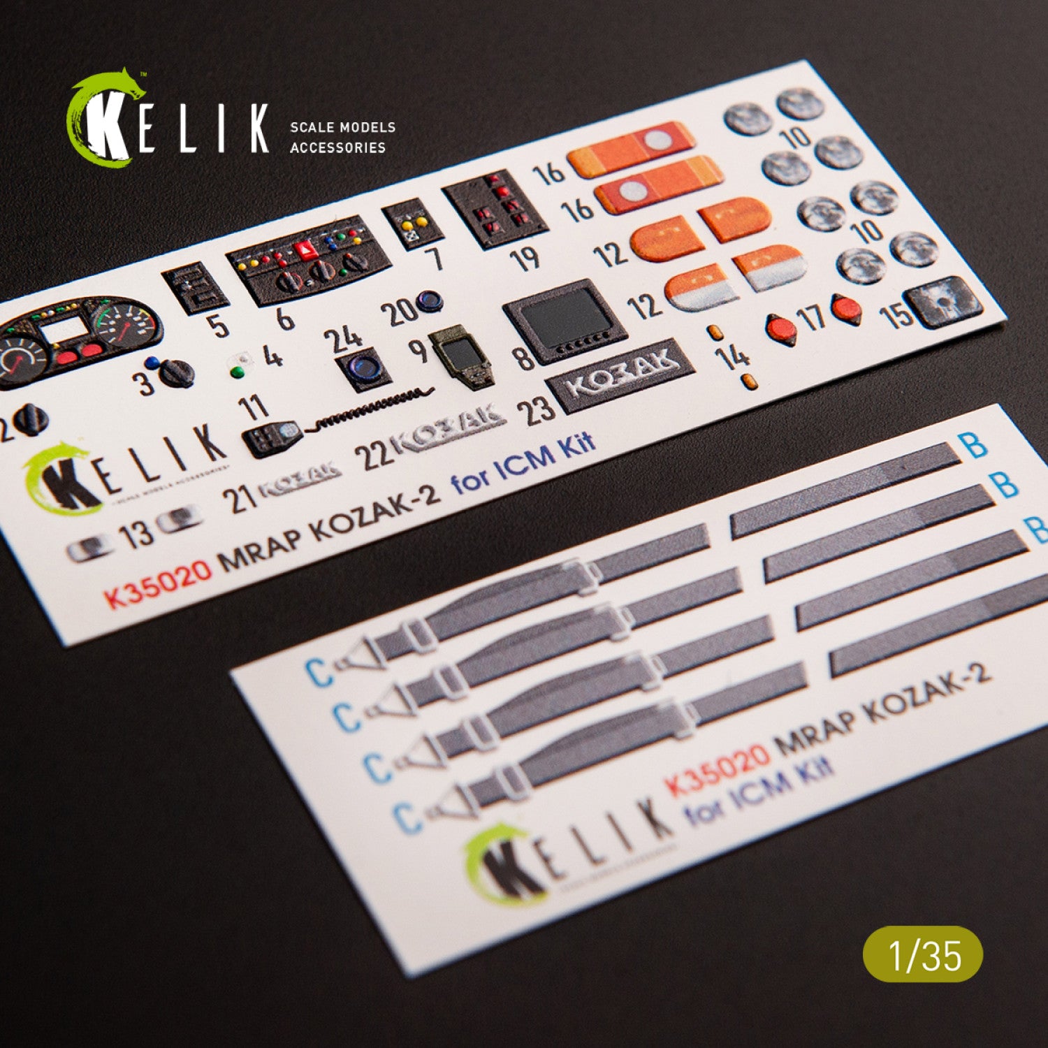 3D Decals Kozak-2 Ukrainian MRAP (for ICM Plastic Model Kit) Scale 1:35 KeliK K35020 Ukraine
