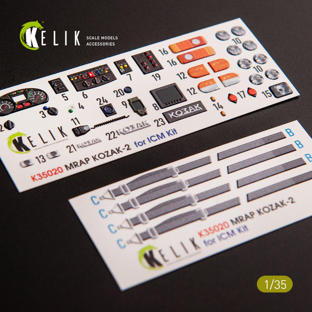 3D Decals Kozak-2 Ukrainian MRAP (for ICM Plastic Model Kit) Scale 1:35 KeliK K35020 Ukraine