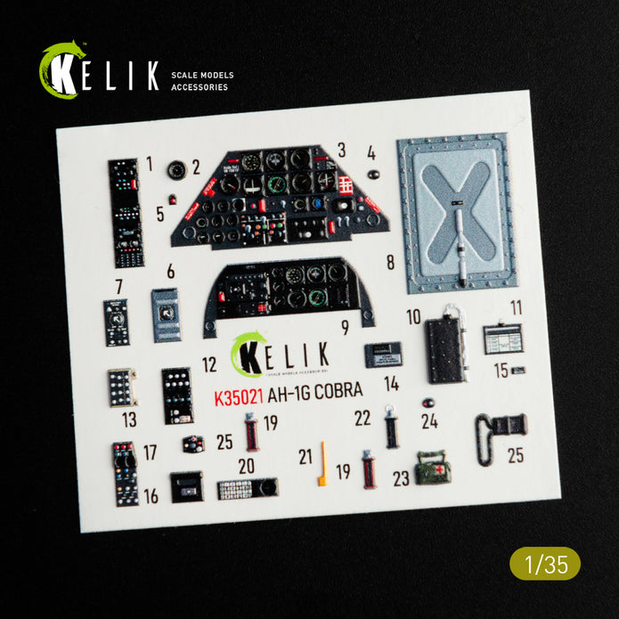 3D Decals Interior Helicopters Bell AH-1G Cobra (for ICM Plastic Model Kit) Scale 1:35 KeliK K35021 USA