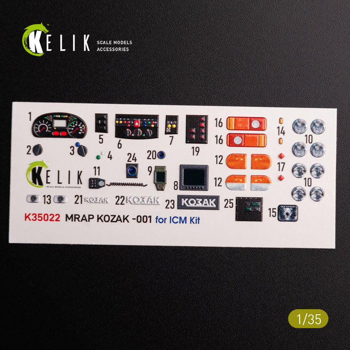 3D Decals Kozak-001 Ukrainian MRAP (for ICM Plastic Model Kit) Scale 1:35 KeliK K35022 Ukraine