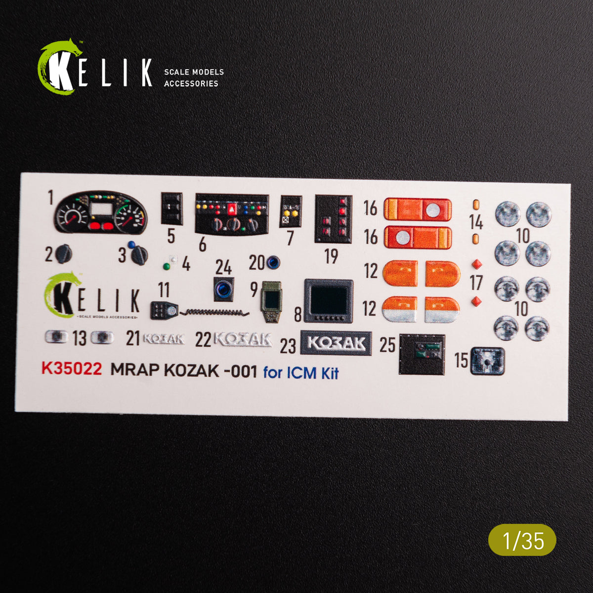 3D Decals Kozak-001 Ukrainian MRAP (for ICM Plastic Model Kit) Scale 1:35 KeliK K35022 Ukraine