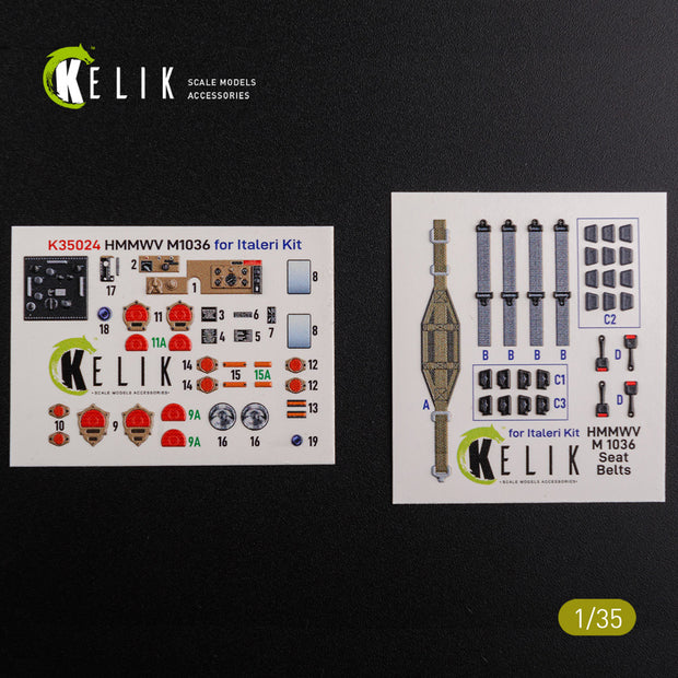 3D Decal Interior HUMVEE HMMWV M1036 with TOW Desert version (for Italeri Plastic Model Kit) Scale 1:35 KeliK USA