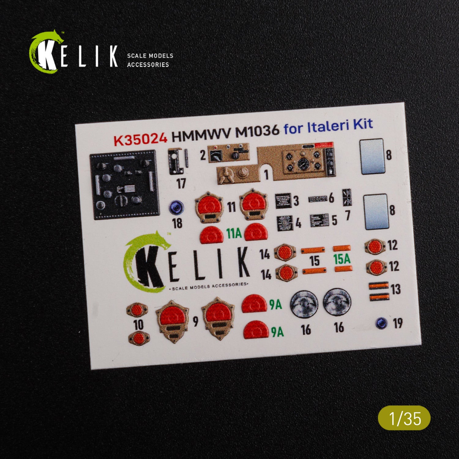 3D Decal Interior HUMVEE HMMWV M1036 with TOW Desert version (for Italeri Plastic Model Kit) Scale 1:35 KeliK USA