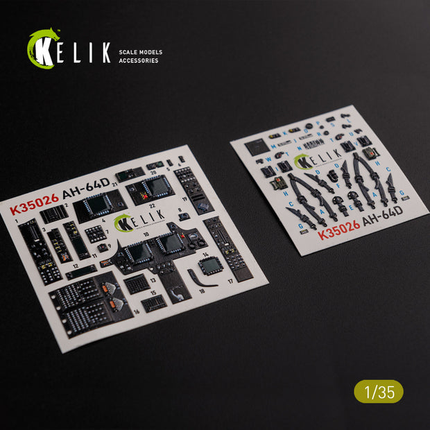 3D Decals interior Helicopters McDonnell Douglas AH-64D Apache (for Meng Plastic Model Kit) Scale 1:35 KeliK K35026 USA