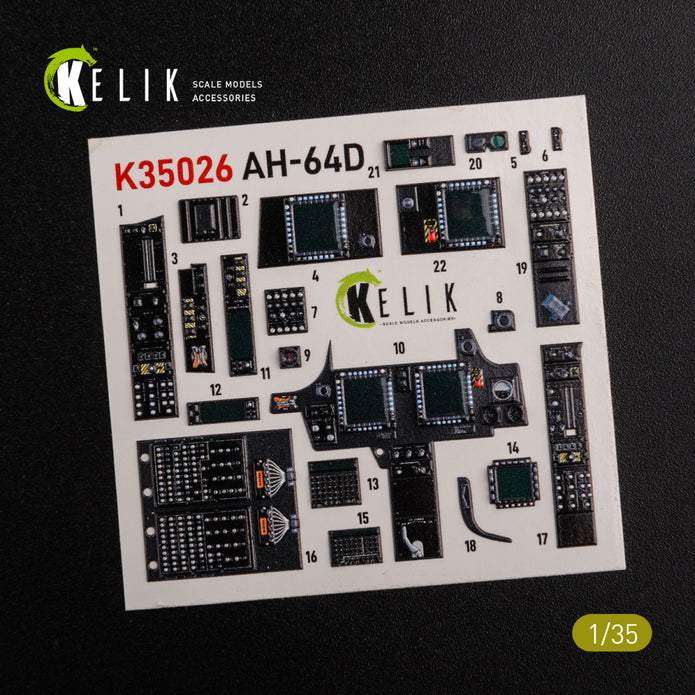 3D Decals interior Helicopters McDonnell Douglas AH-64D Apache (for Meng Plastic Model Kit) Scale 1:35 KeliK K35026 USA
