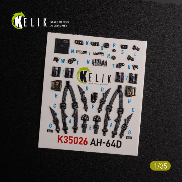 3D Decals interior Helicopters McDonnell Douglas AH-64D Apache (for Meng Plastic Model Kit) Scale 1:35 KeliK K35026 USA