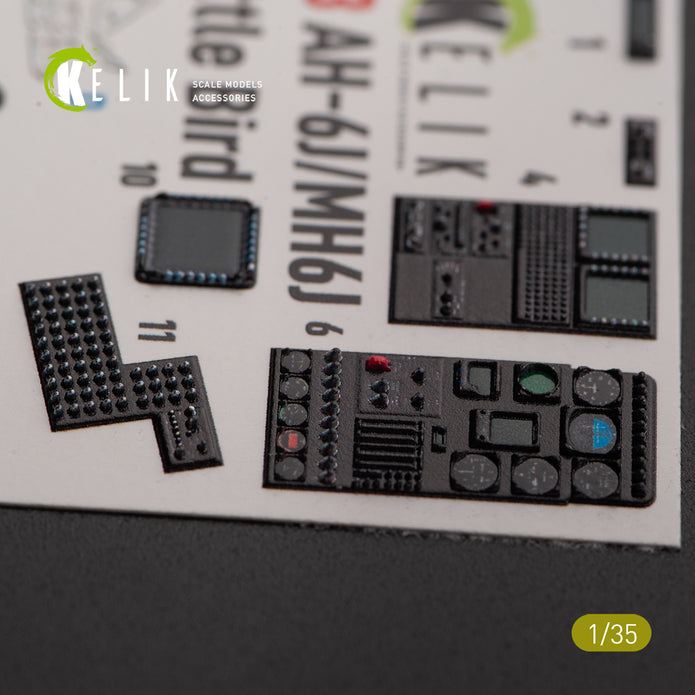 AH-6J/MH6J Little Bird. Interior 3D Decals (for Kitty Hawk / Zimimodel Helicopter model kit) Scale 1:35 KeliK K35033