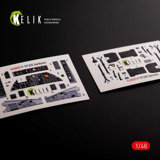 3D Decals Interior General Dynamics F-111 D/E Aardvark (for HobbyBoss model kit) Scale 1:48 KeliK K48002 USA