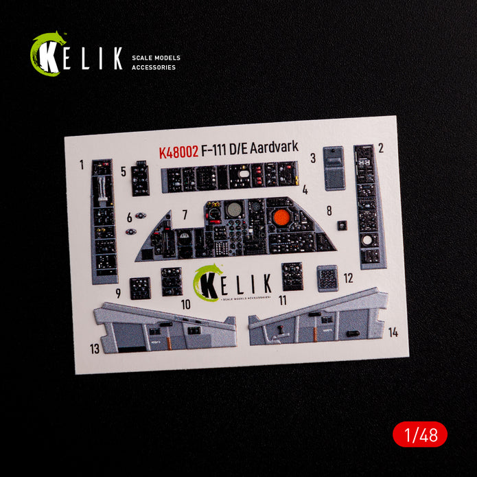 3D Decals Interior General Dynamics F-111 D/E Aardvark (for HobbyBoss model kit) Scale 1:48 KeliK K48002 USA