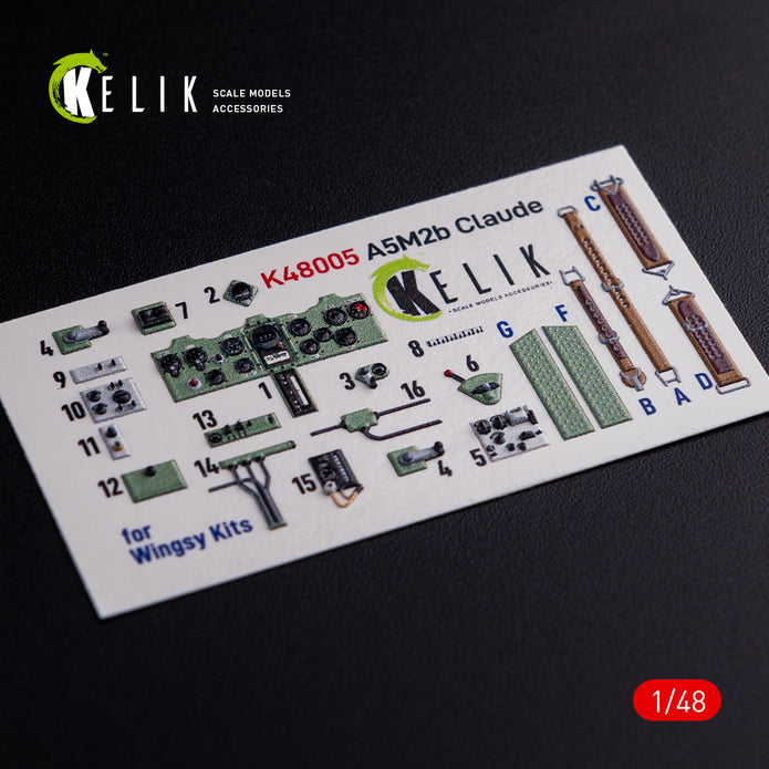 3D Decals Interior Aircraft A5M2B Claude (for WingsyKits model kit) Scale 1:48 KeliK K48005 Japan (WW2)