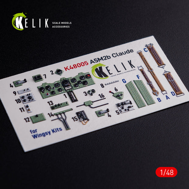 3D Decals Interior Aircraft A5M2B Claude (for WingsyKits model kit) Scale 1:48 KeliK K48005 Japan (WW2)