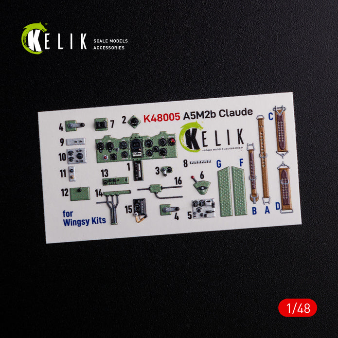 3D Decals Interior Aircraft A5M2B Claude (for WingsyKits model kit) Scale 1:48 KeliK K48005 Japan (WW2)