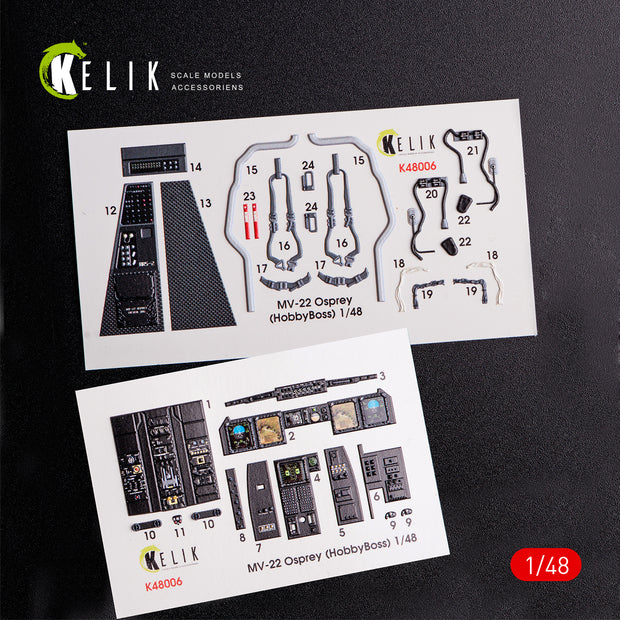 3D Decals Interior Bell Boeing MV-22 "Osprey" (for HobbyBoss model kit) Scale 1:48 KeliK K48006 USA