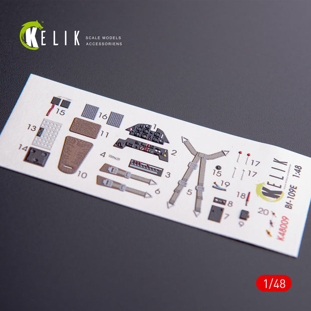3D Decals Interior Messerschmitt Bf-109E (for WingsyKits model kit) Scale 1:48 KeliK K48009 Germany (WW2)