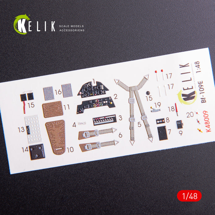 3D Decals Interior Messerschmitt Bf-109E (for WingsyKits model kit) Scale 1:48 KeliK K48009 Germany (WW2)