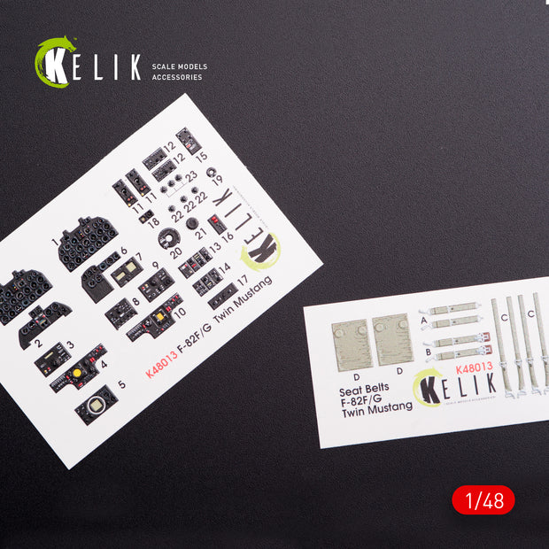 3D Decals Interior F-82 F,G Twin Mustang (for Modelsvit model kit) Scale 1:48 KeliK K48013 USA (WW2)