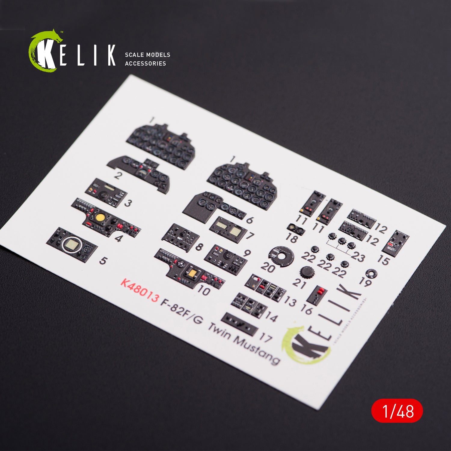 3D Decals Interior F-82 F,G Twin Mustang (for Modelsvit model kit) Scale 1:48 KeliK K48013 USA (WW2)