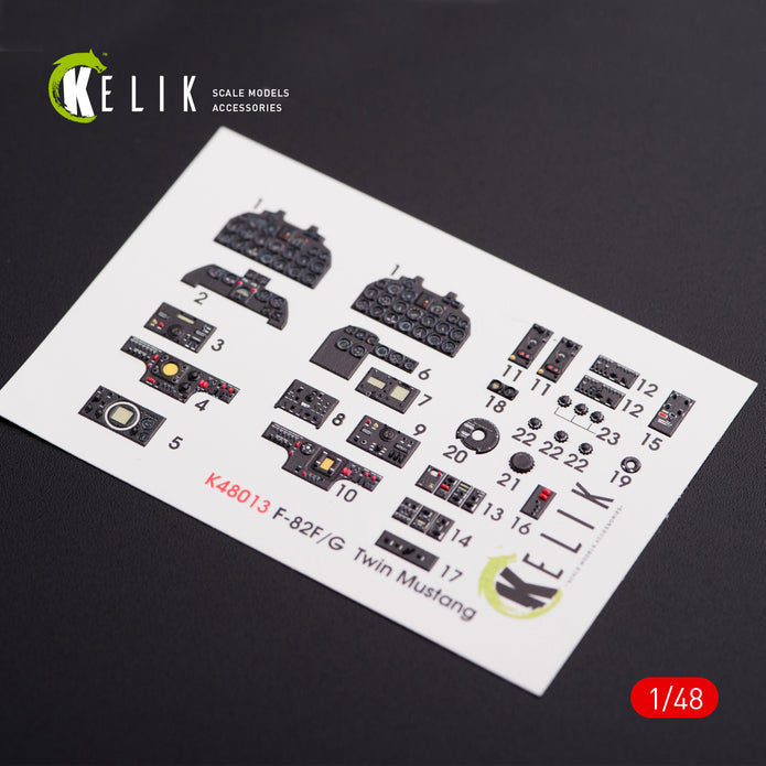 3D Decals Interior F-82 F,G Twin Mustang (for Modelsvit model kit) Scale 1:48 KeliK K48013 USA (WW2)