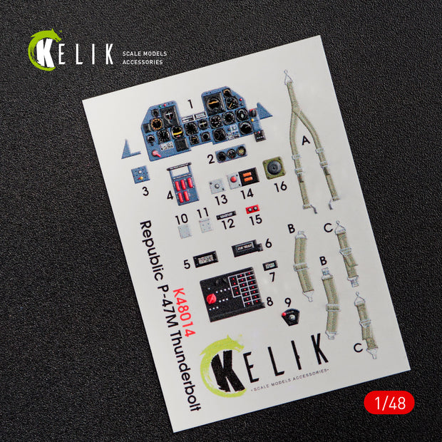 3D Decals Interior Aircraft Republic P-47M "Thunderbolt" (for Tamiya model kit) KeliK K48014 Scale 1:48 USA (WW2)