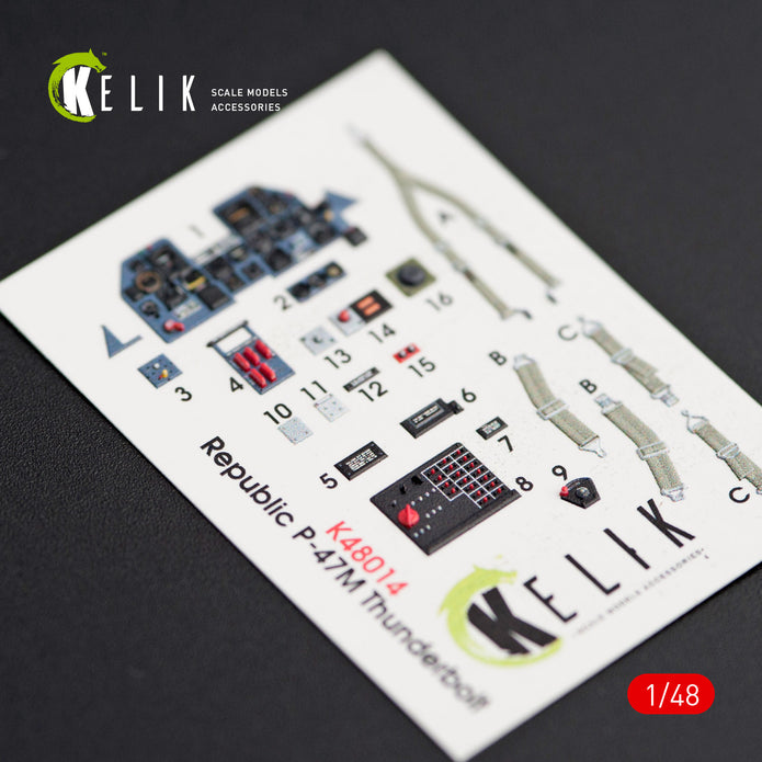 3D Decals Interior Aircraft Republic P-47M "Thunderbolt" (for Tamiya model kit) KeliK K48014 Scale 1:48 USA (WW2)