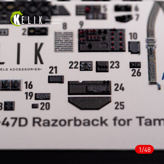 Interior 3D Decals Aircraft Republic P-47D Thunderbolt Razorback (for Tamiya Plastic Model Kit) Scale 1:48 KeliK K48015 USA (WW2)