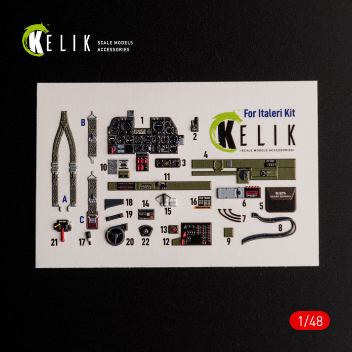 Republic Р-47D Thunderbolt. Interior 3D Decals (for Italeri / Academy Aircraft model kit) Scale 1:48 KeliK K48016
