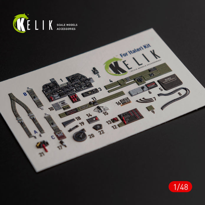 Republic Р-47D Thunderbolt. Interior 3D Decals (for Italeri / Academy Aircraft model kit) Scale 1:48 KeliK K48016