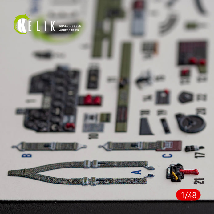 Republic Р-47D Thunderbolt. Interior 3D Decals (for Italeri / Academy Aircraft model kit) Scale 1:48 KeliK K48016