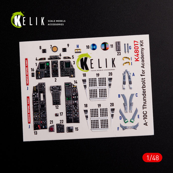 Interior 3D Decals Aircraft Fairchild Republic A-10 Thunderbolt II (for Academy Plastic Model Kit) Scale 1:48 KeliK K48017 USA