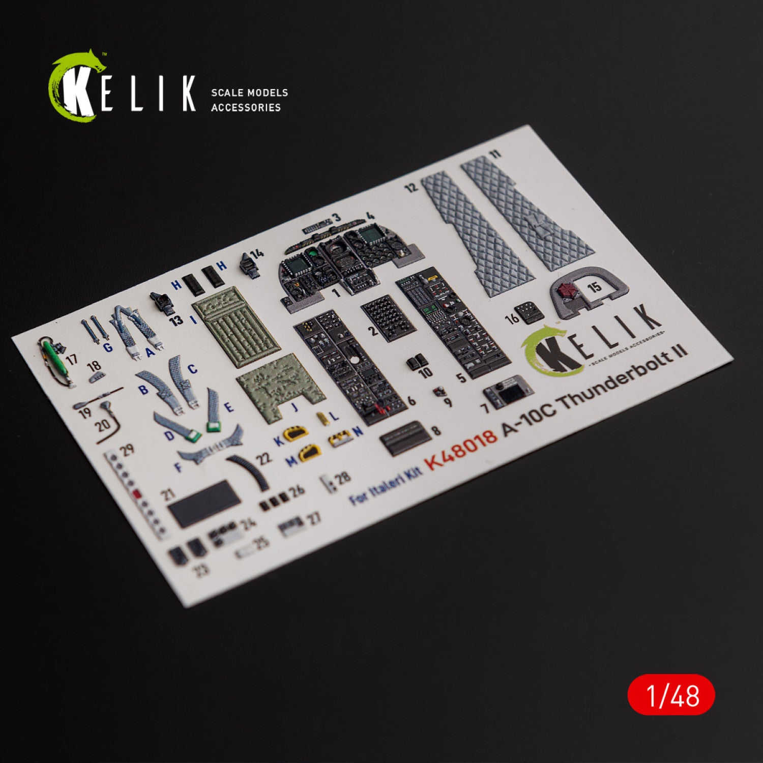 Fairchild Republic A-10C Thunderbolt II. Interior 3D Decals (for Italeri Aircraft model kit) Scale 1:48 KeliK K48018