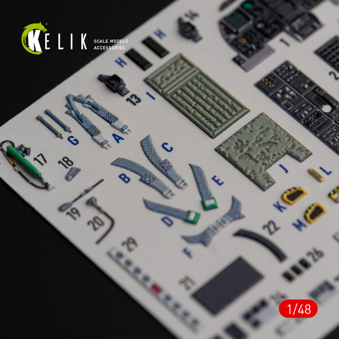 Fairchild Republic A-10C Thunderbolt II. Interior 3D Decals (for Italeri Aircraft model kit) Scale 1:48 KeliK K48018