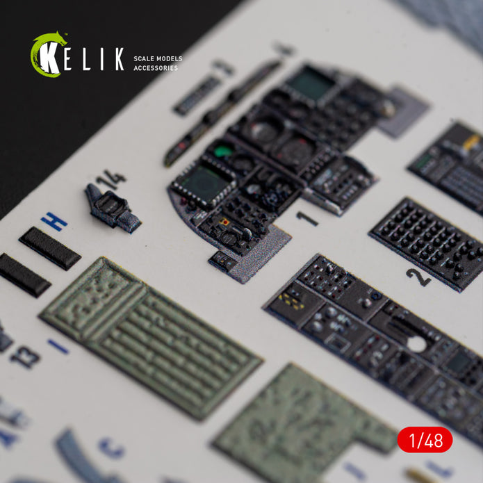 Fairchild Republic A-10C Thunderbolt II. Interior 3D Decals (for Italeri Aircraft model kit) Scale 1:48 KeliK K48018