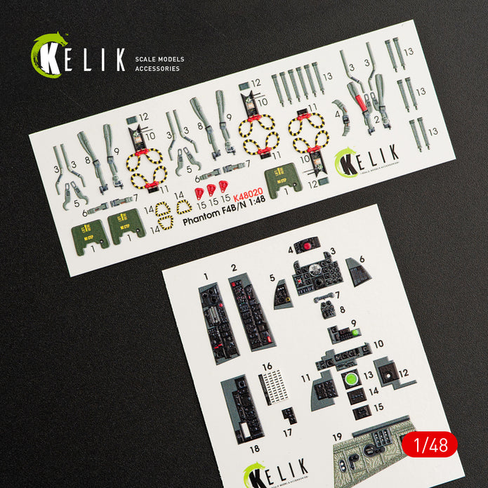Interior 3D Decals Aircraft McDonnell Douglas F-4 (B,N) Phantom II (for Academy Plastic Model Kit) Scale 1:48 KeliK K48020 USA