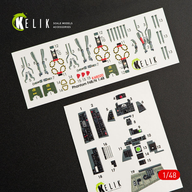 Interior 3D Decals Aircraft McDonnell Douglas F-4 (B,N) Phantom II (for Academy Plastic Model Kit) Scale 1:48 KeliK K48020 USA