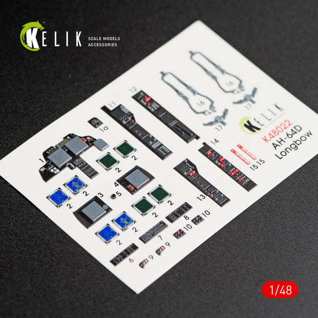 Interior 3D Decals Helicopters Boeing AH-64D Apache longbow (for Academy Plastic Model Kit) Scale 1:48 KeliK K48022 USA