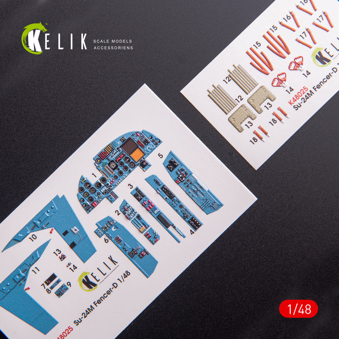 Interior 3D Decals Aircraft SU-24 (for Trumpeter Plastic Model Kit) Scale 1:48 KeliK K48025 Ukraine/USSR