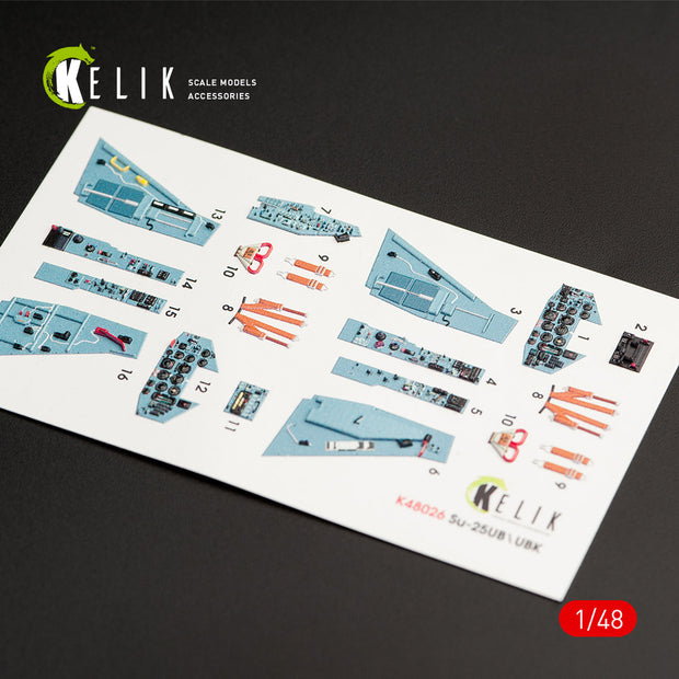 Interior 3D Decals Aircraft SU-25UB (for Smer/KP model kit) Scale 1:48 KeliK K48026 Ukraine/USSR