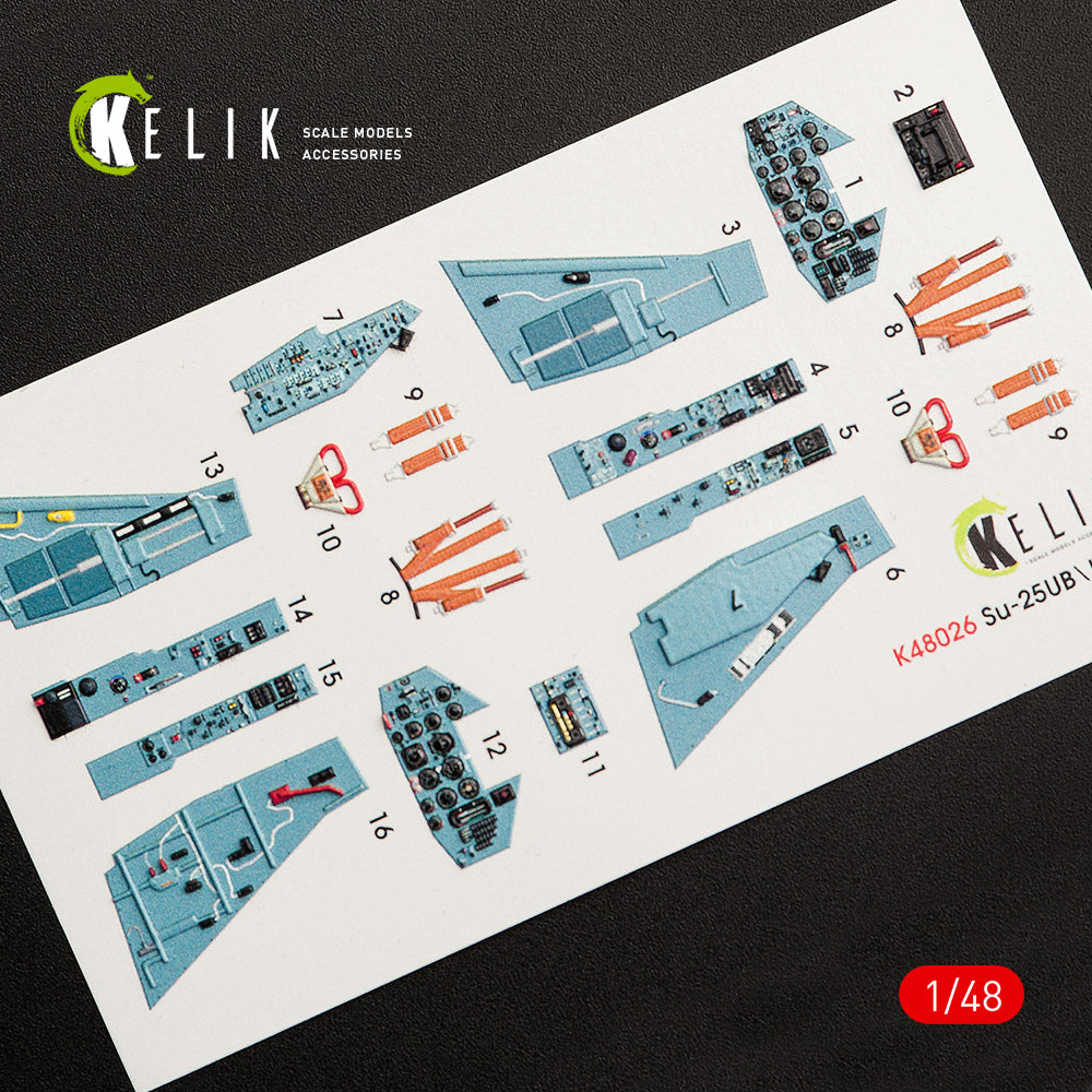 Interior 3D Decals Aircraft SU-25UB (for Smer/KP model kit) Scale 1:48 KeliK K48026 Ukraine/USSR