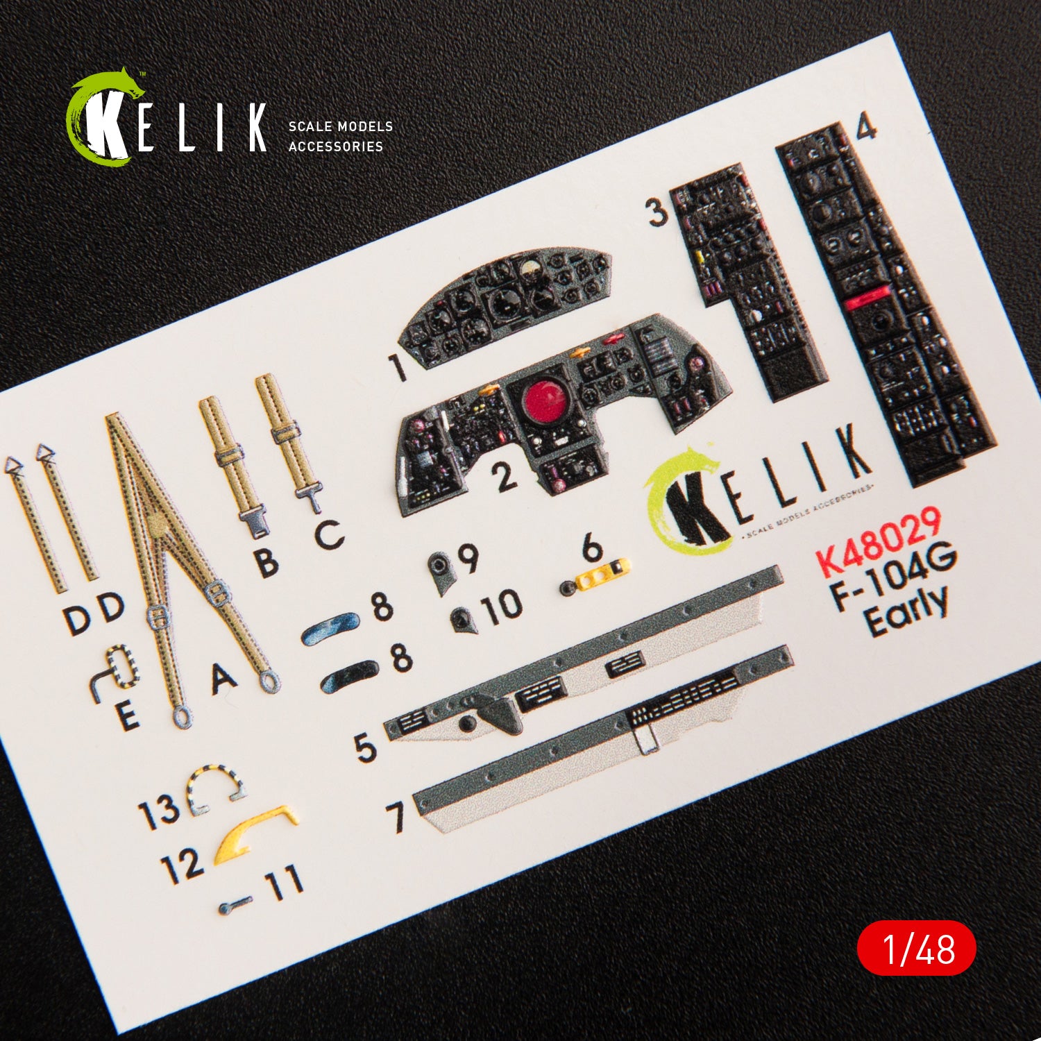 Interior 3D Decals Aircraft Lockheed F-104G Starfighter early (for Hasegawa model kit) Scale 1:48 KeliK K48029 USA