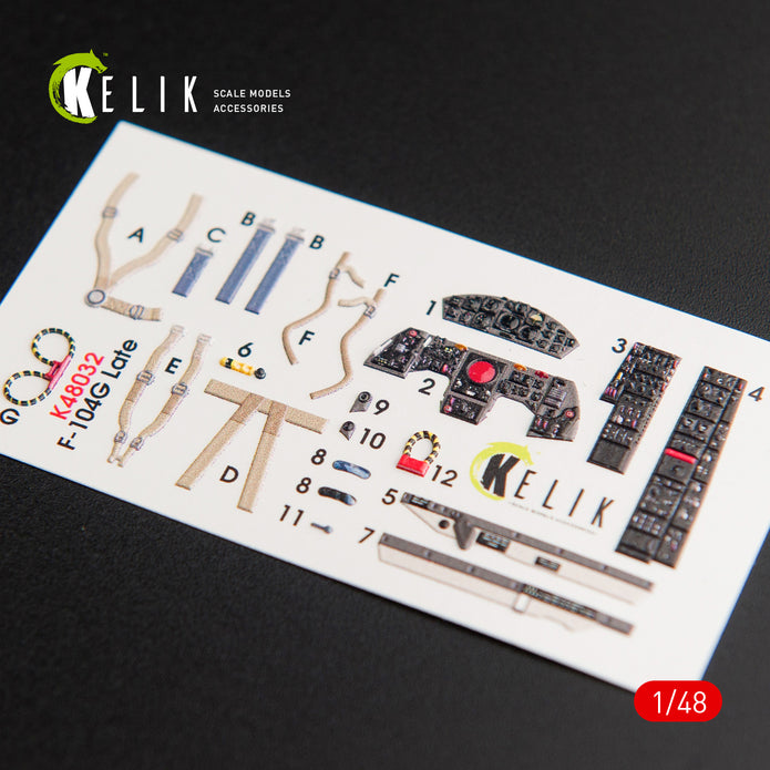 Interior 3D Decals Aircraft F-104G Starfighter late type (for Hasegawa Plastic Model Kit) Scale 1:48 KeliK K48032 USA
