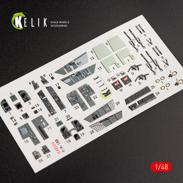 Interior 3D Decals Aircraft McDonnell Douglas F/A-18B "Hornet" (for Kinetic Model Kit) Scale 1:48 KeliK K48033 USA