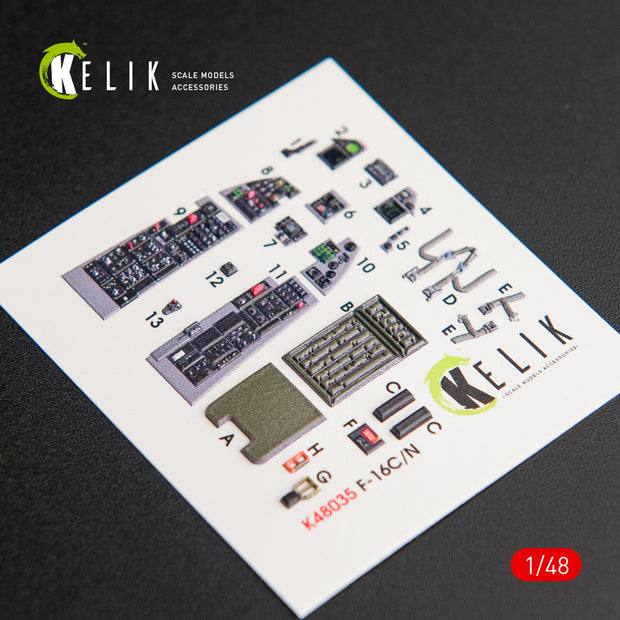 Interior 3D Decals Aircraft F16C\N Fighting Falcon (for Tamiya Model Kit) Scale 1:48 KeliK K48035 USA